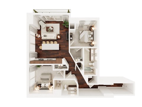 Floor plan for 2 beds, 2 baths, 1112 sqft
